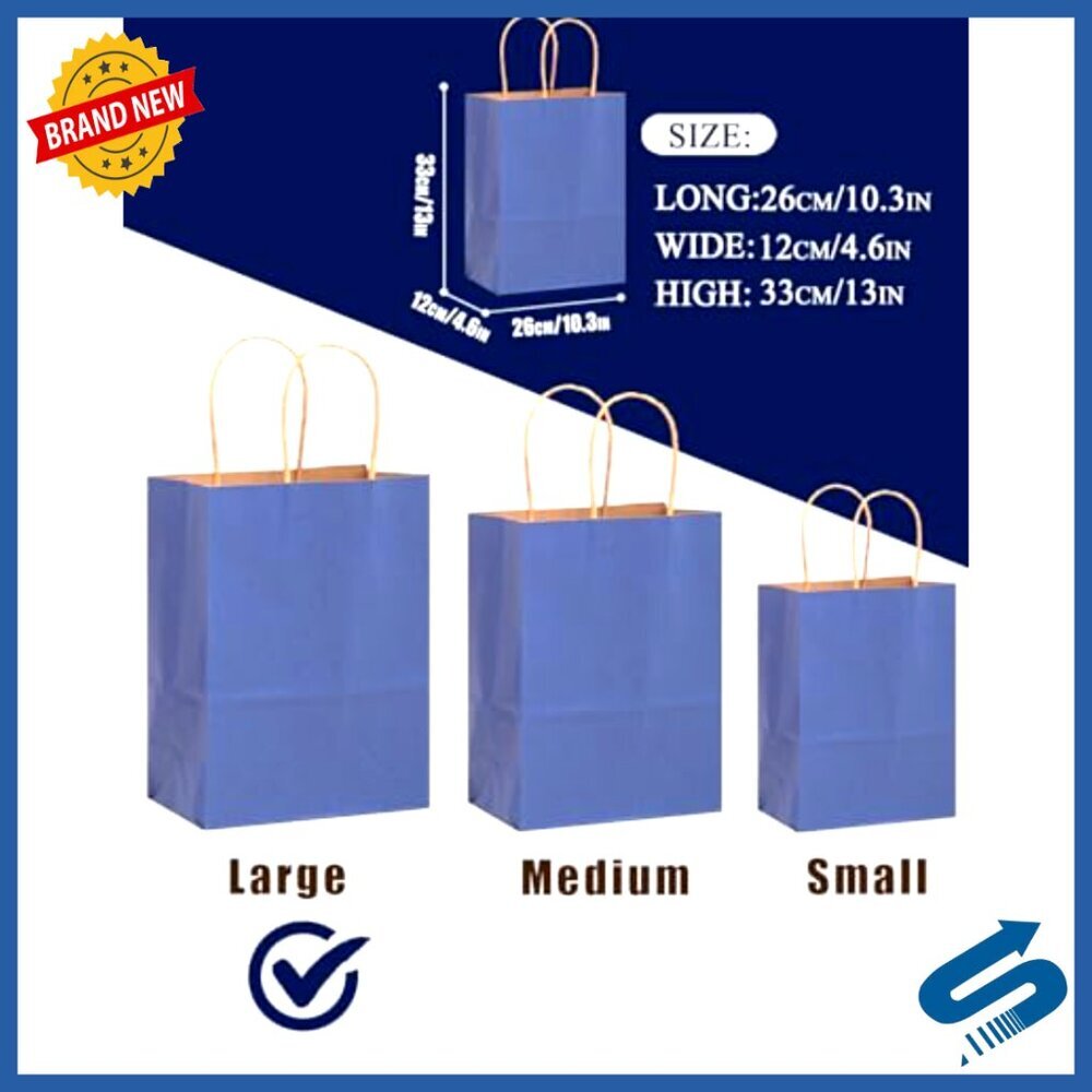 Large Kraft Paper Gift Bags Bulk Pack Party Favor Wedding Birthday Supplies - Picture 4 of 6
